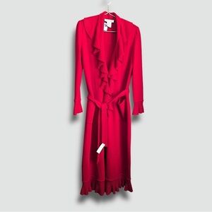 St. John Collection by Marie Gray Kelly Coat Waterfall Ruffle Knit MRSP $1500!